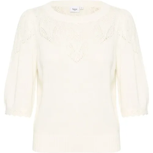 Feminine Knit Pullover with Embroidered Details , female, Sizes: XS, 2XL - Saint Tropez - Modalova