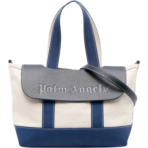 Blauavy Clic Logo Tote Bag , Damen, Größe: ONE Size - Palm Angels - Modalova