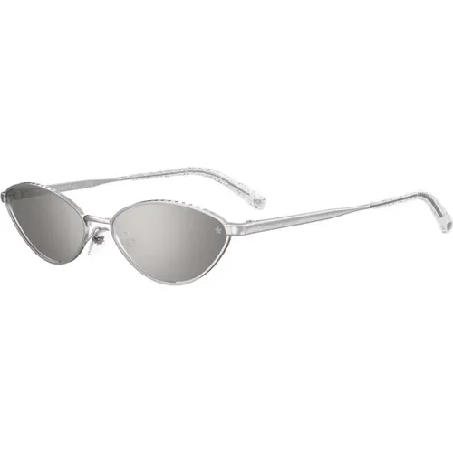 Silberne Metall Sonnenbrille mit Verspiegelten Grauen Gläsern , Damen, Größe: 57 MM - Chiara Ferragni Collection - Modalova