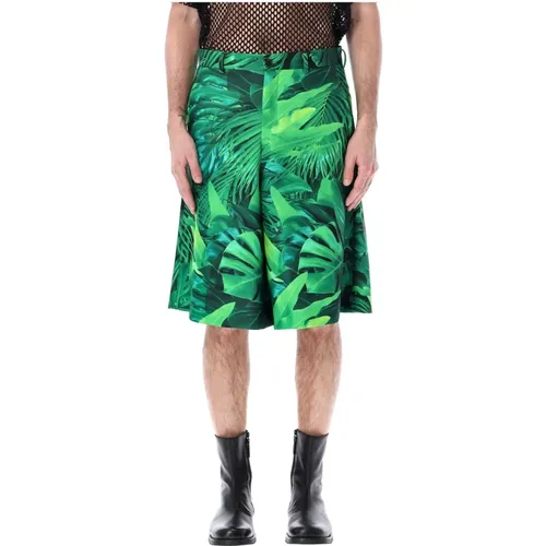 Leaf Print Bermuda Shorts , male, Sizes: M - Comme des Garçons - Modalova