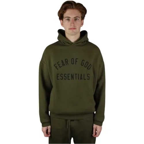 Olive Fleece Hoodie Essentials Stil , Herren, Größe: S - Fear Of God - Modalova