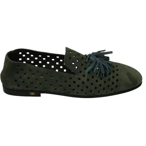 Grüne Wildleder Atmungsaktive Loafers - Dolce & Gabbana - Modalova