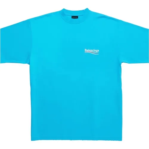 Blau Vintage Jersey Rundhals T-Shirt , Herren, Größe: S - Balenciaga - Modalova