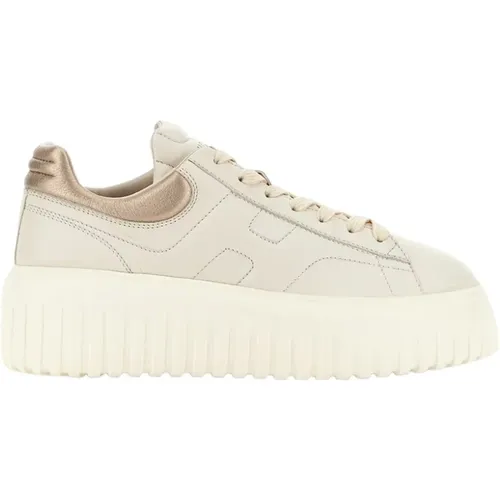 Streifen Leder Sneakers Weiß Elfenbein , Damen, Größe: 36 EU - Hogan - Modalova