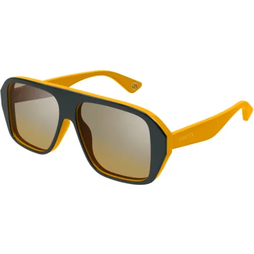 Stylische Sonnenbrille in Grau Gelb - Gucci - Modalova