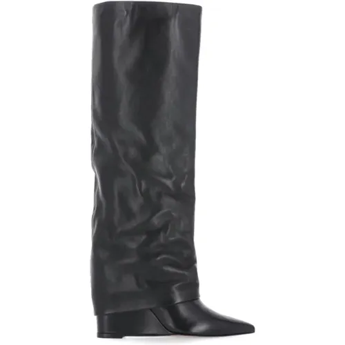 Schwarze Lederstiefel mit Pfeilzehen , Damen, Größe: 40 EU - The Seller - Modalova