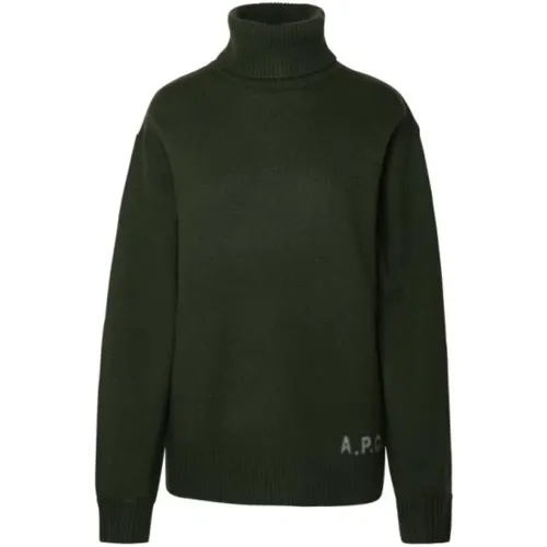 Besticktes Logo Rollkragenpullover Militärgrün , Damen, Größe: M - A.P.C. - Modalova