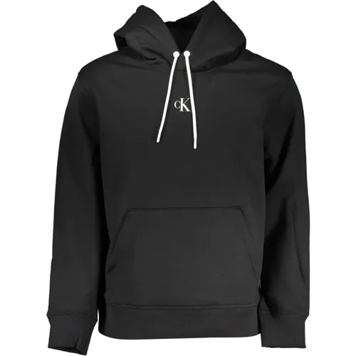 Schwarzer Hoodie mit Logodruck , Herren, Größe: XL - Calvin Klein - Modalova