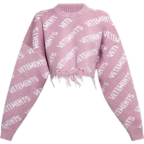 Gekürzter Pullover mit Logo , Damen, Größe: XS - Vetements - Modalova