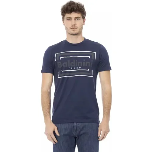 Blaues Baumwoll Trendiges T-Shirt , Herren, Größe: XL - Baldinini - Modalova