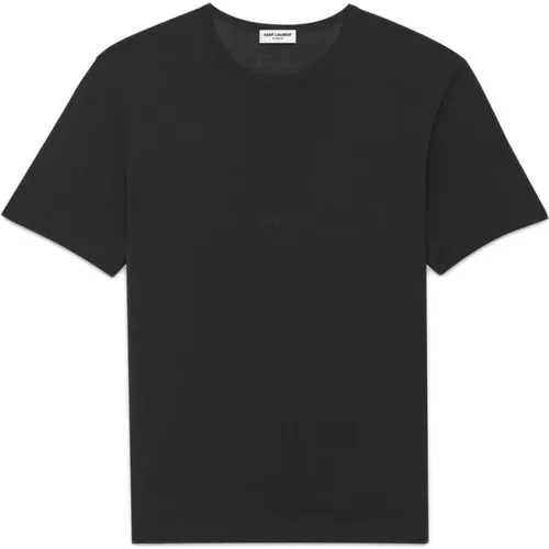Schwarze T-Shirts und Polos mit Stickerei , Herren, Größe: L - Saint Laurent - Modalova