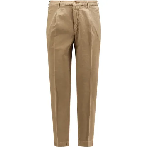 Tapered Fit Trousers with Zip and Button Closure , male, Sizes: 4XL, 3XL, L, XL - Incotex - Modalova