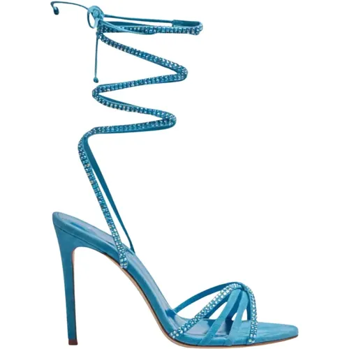 Blaue Kristall Stiletto Sandalen - Paris Texas - Modalova