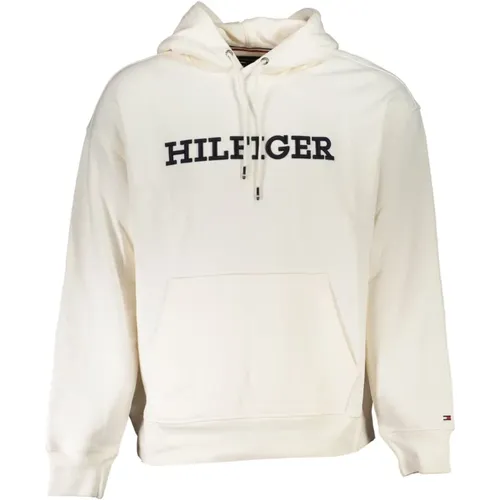 Kapuzenpullover Weiß Besticktes Logo , Herren, Größe: M - Tommy Hilfiger - Modalova