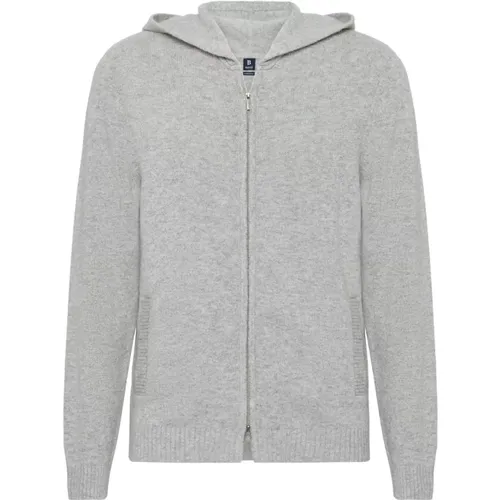 Luxuriöser Cashmere Blend Zip Hoodie Sweater , Herren, Größe: 2XL - Boggi Milano - Modalova