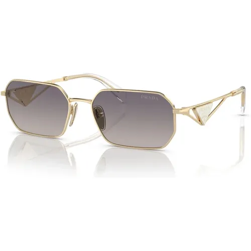 Pale Gold/Blue Silver Sunglasses , female, Sizes: 58 MM - Prada - Modalova