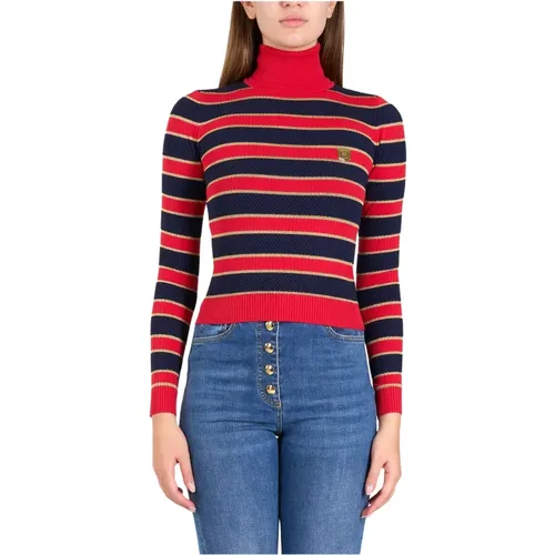 Gestreiftes Lurex-Ripp-Cropped-Top , Damen, Größe: M - Elisabetta Franchi - Modalova