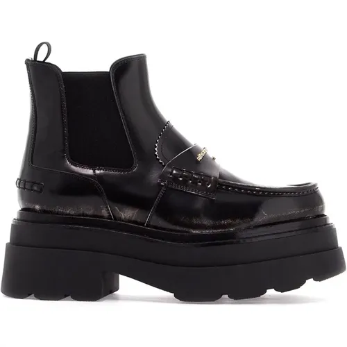 Glänzende Leder-Stiefeletten mit Plateau - alexander wang - Modalova