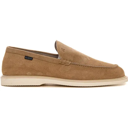 Wildleder-Loafer mit Logo-Zunge , Herren, Größe: 45 EU - Hogan - Modalova