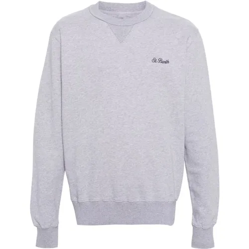 Heather Grey Jersey Crew Neck Sweater , male, Sizes: M - MC2 Saint Barth - Modalova