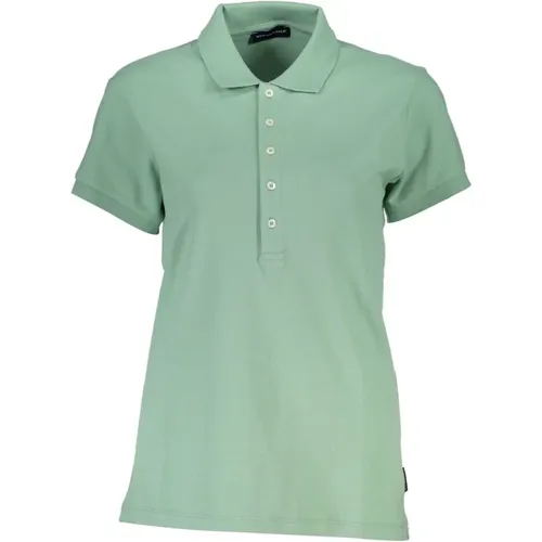 Grünes Poloshirt mit Kurzen Ärmeln und Logo , Damen, Größe: M - North Sails - Modalova