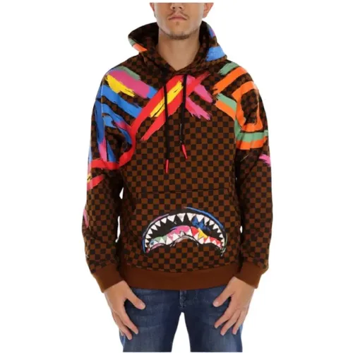 Checkit Hoodie Braun Baumwollkapuzenpullover , Herren, Größe: M - SPRAYGROUND - Modalova