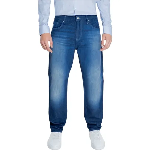 Blaue Reißverschluss Knopf Hose Herbst/Winter Männer , Herren, Größe: W32 L32 - Armani Exchange - Modalova