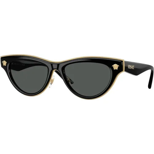 Cat Eye Sunglasses Dark Grey , unisex, Sizes: 52 MM - Versace - Modalova