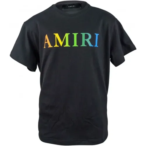 Schwarzes T-Shirt mit Regenbogen-Logo - Amiri - Modalova