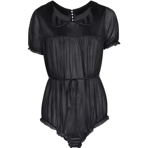 Organza Bodysuit with Peter Pan Collar , female, Sizes: 2XS, XS - Maison Margiela - Modalova