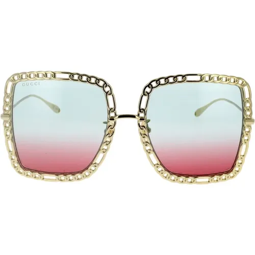 Stylische und Modische Oversized Sonnenbrille mit Metallkette , Damen, Größe: 57 MM - Gucci - Modalova