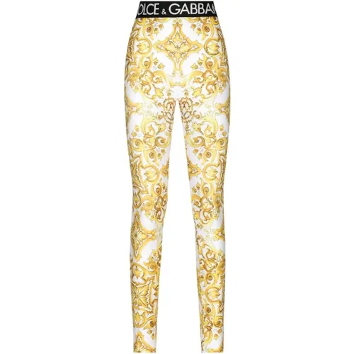 Majolica Print Trousers , female, Sizes: M, S, XS, 2XS - Dolce & Gabbana - Modalova