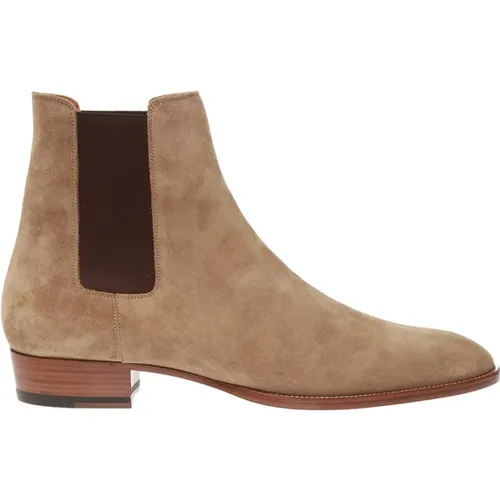 Sophisticated Suede Heeled Chelsea Boots , male, Sizes: 12 UK, 7 UK, 9 UK, 8 UK, 6 UK, 8 1/2 UK - Saint Laurent - Modalova