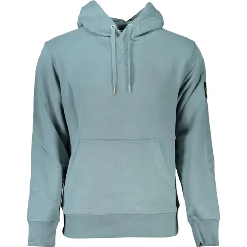 Brushed Hooded Sweatshirt with Central Pocket and Logo in Regenerative Cotton , male, Sizes: 2XL, XL, M, S, L - Calvin Klein - Modalova