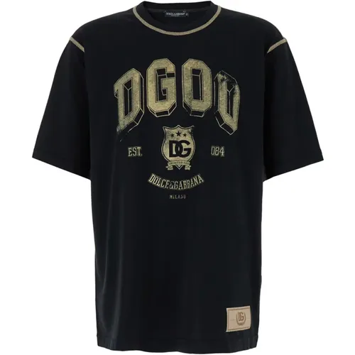 Schwarze T-Shirts und Polos Jersy Regular , Herren, Größe: M - Dolce & Gabbana - Modalova