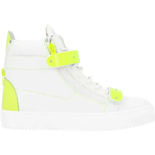 Leather Sneakers with Velcro Strap , male, Sizes: 8 1/2 UK, 6 1/2 UK, 11 UK - giuseppe zanotti - Modalova