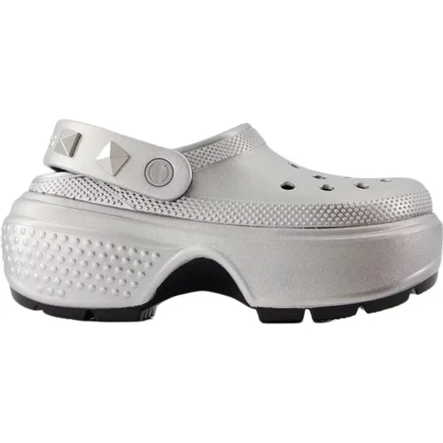 Silber Synthetische Stomp Sandalen , Damen, Größe: 36 EU - Crocs - Modalova