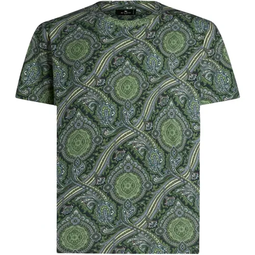 Grünes Paisley Print T-Shirt , Herren, Größe: 3XL - ETRO - Modalova