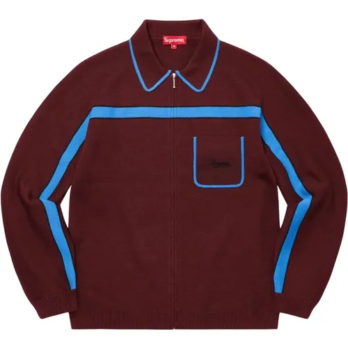 Limited Edition Burgundy Zip Up Cardigan , male, Sizes: L, M - Supreme - Modalova