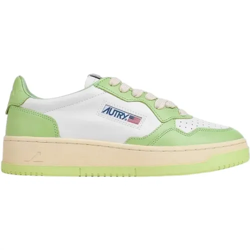 White and Lime Combined Sneakers , female, Sizes: 9 UK, 3 UK, 5 UK, 7 UK, 8 UK, 6 UK, 10 UK, 11 UK, 12 UK - Autry - Modalova
