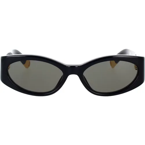 Elegante ovale Sonnenbrille mit dunkelgrauen Gläsern , Damen, Größe: 55 MM - Jacquemus - Modalova