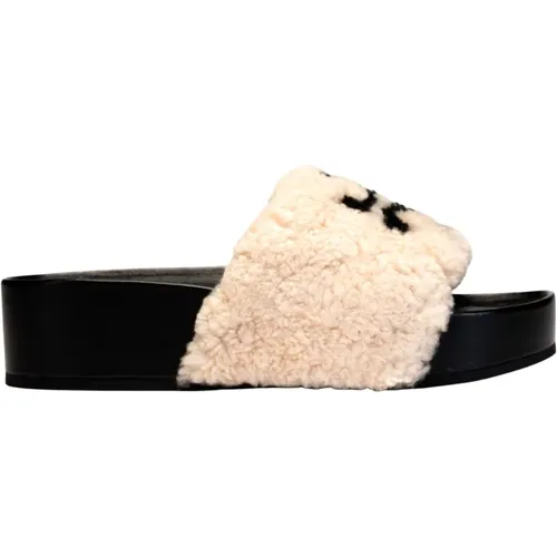 Double T Shearling Sandals , female, Sizes: 3 UK, 4 UK - TORY BURCH - Modalova