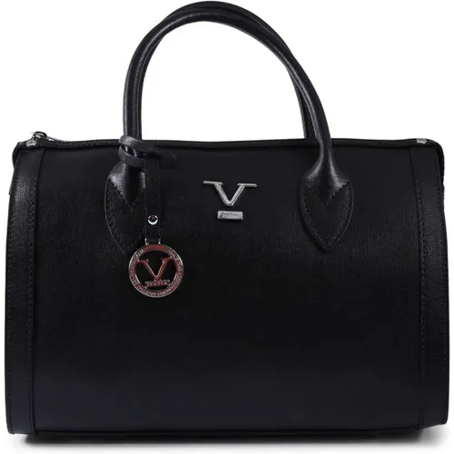 Stilvolle Schwarze Lederhandtasche mit Struktur - 19v69 Italia - Modalova