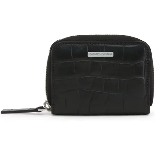 Leder Reißverschluss Brieftasche für Männer , Herren, Größe: ONE Size - Emporio Armani - Modalova