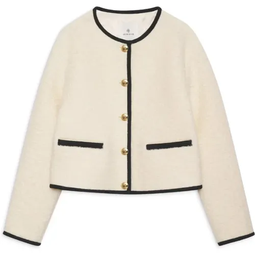 Elegant Logan Blazer Ivory Gold Buttons , female, Sizes: L - Anine Bing - Modalova