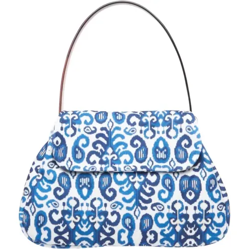 Velvet white and blue handbag , female, Sizes: ONE SIZE - La Milanesa - Modalova