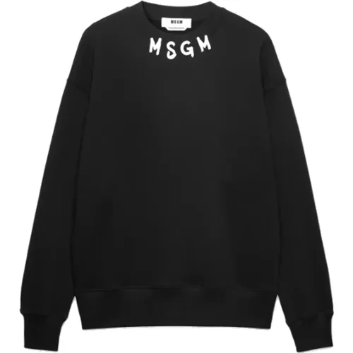 Schwarzer Jersey Logo Pullover MSGM - MSGM - Modalova