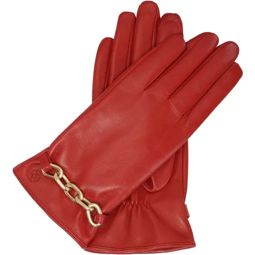 Elegante rote Handschuhe mit Schmuckverzierung , Damen, Größe: L - Kazar - Modalova