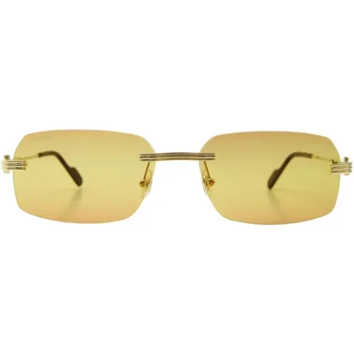 Rectangular Rimless Sunglasses with Metallic Frame , unisex, Sizes: 58 MM - Cartier - Modalova