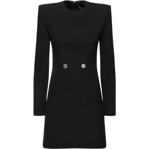 Wool Dress with Maxi Shoulder Pads , female, Sizes: S, XS - Versace - Modalova